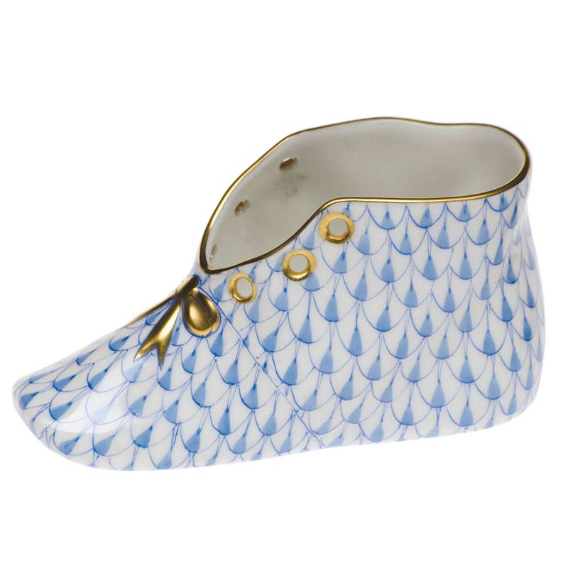 Herend Baby Shoe Figurine, Blue