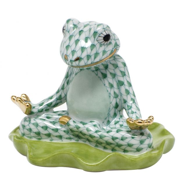 Herend Yoga Frog, Green