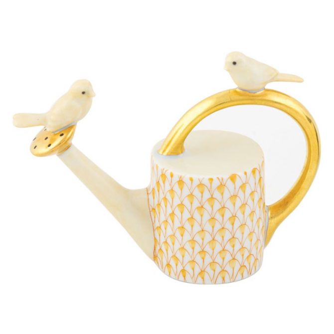 Herend Watering Can with Birds Figurine