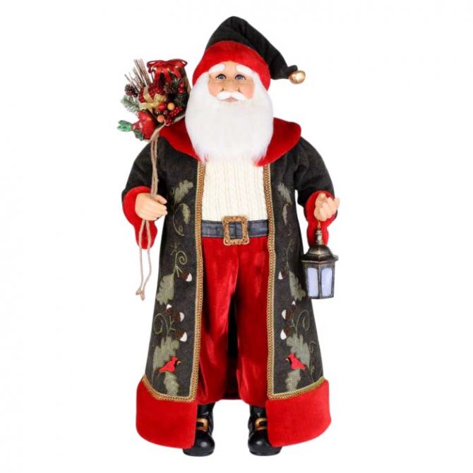 Karen Didion Lighted Woodland Cardinal Santa Figure