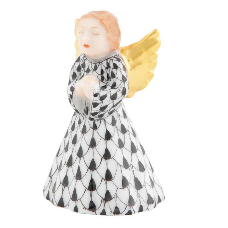 Herend Petite Praying Angel Figurine, Black