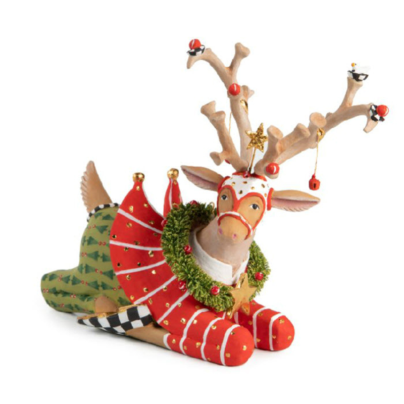 MacKenzie-Childs Patience Brewster Dash Away Siting Prancer Reindeer Figure