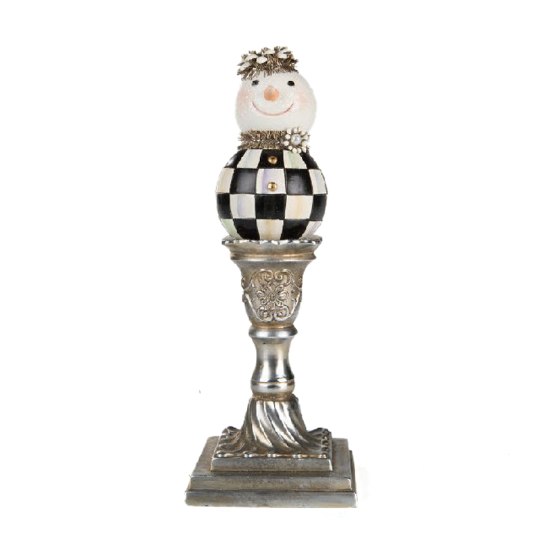 MacKenzie-Childs Vintage Silver Pedestal Snowman, Medium