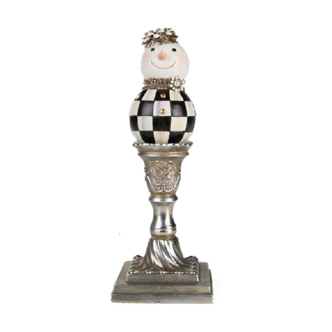 MacKenzie-Childs Vintage Silver Pedestal Snowman, Medium