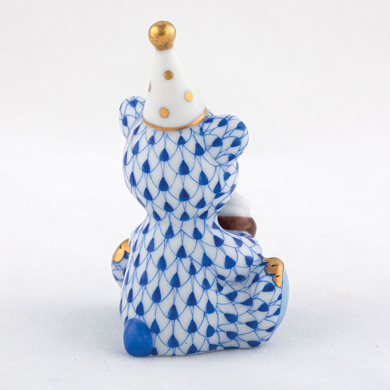Herend Birthday Bear Figurine, Blue
