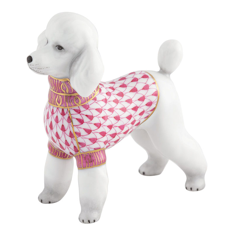 Herend Toy Poodle Figurine, Raspberry