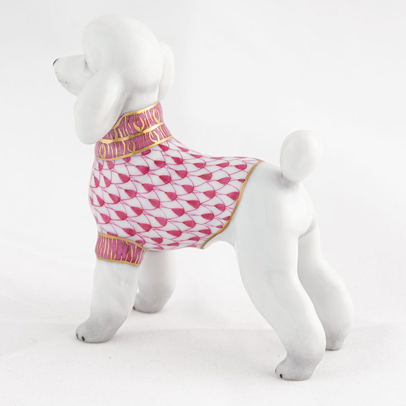 Herend Toy Poodle Figurine, Raspberry