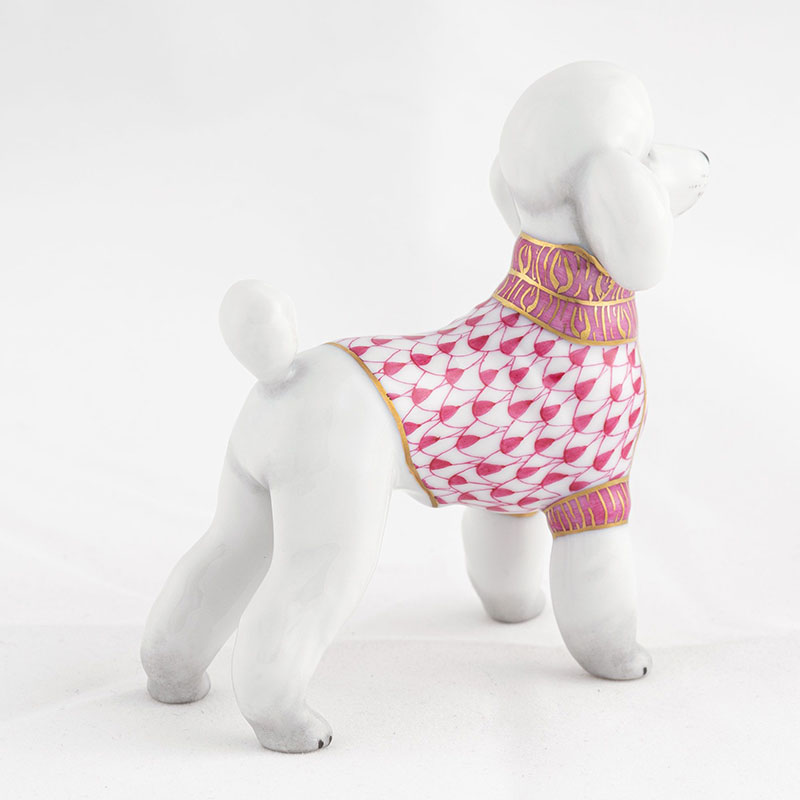 Herend Toy Poodle Figurine, Raspberry