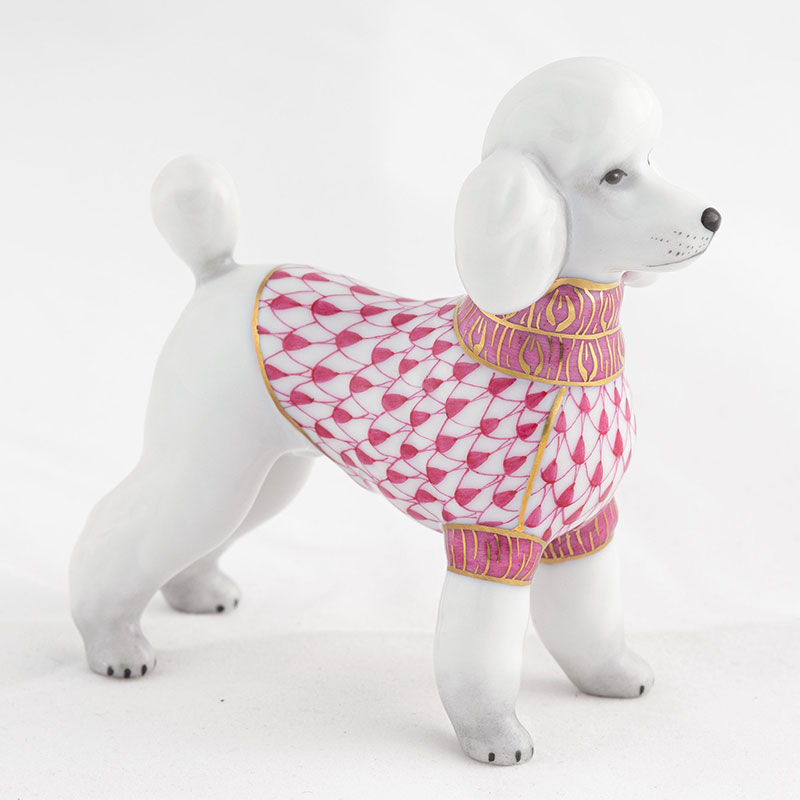 Herend Toy Poodle Figurine, Raspberry