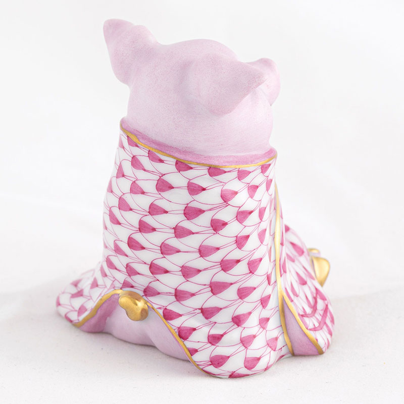 Herend Pig In A Blanket Figurine, Raspberry