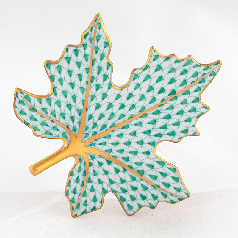 Herend Maple Leaf Figurine, Light Green