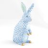 Herend Medium Standing Rabbit Figurine, Light Blue