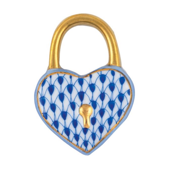 Herend Heart Lock Figurine, Blue