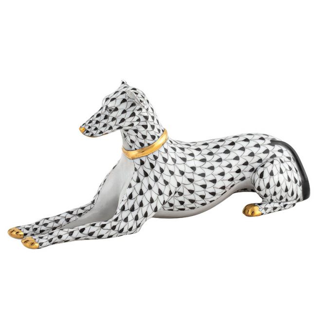 Herend Greyhound Figurine, Black