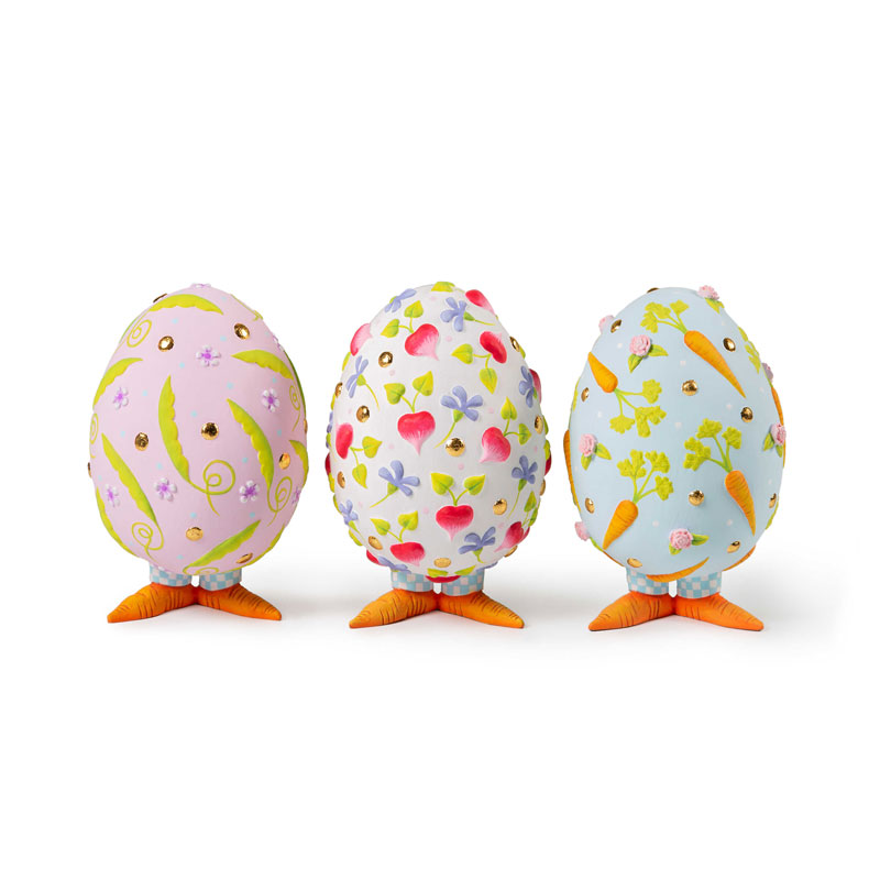 MacKenzie-Childs Patience Brewster Egg, Blue with Carrots