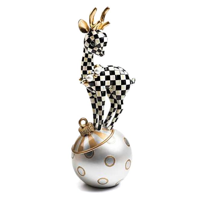 MacKenzie-Childs Courtly Check Deary Deer On Ornament, Gold