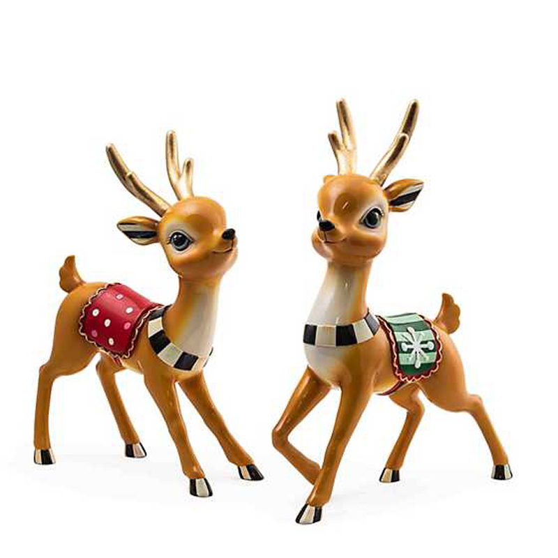 MacKenzie-Childs Granny Kitsch Tabletop Deer, Set of 2