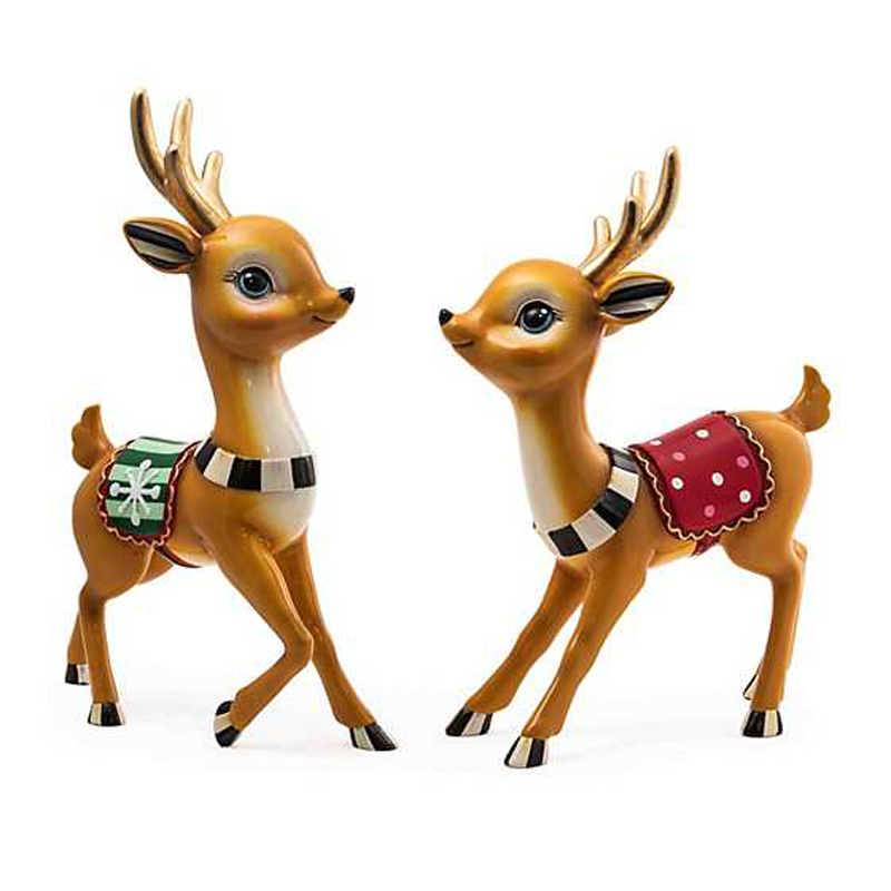 MacKenzie-Childs Granny Kitsch Tabletop Deer, Set of 2