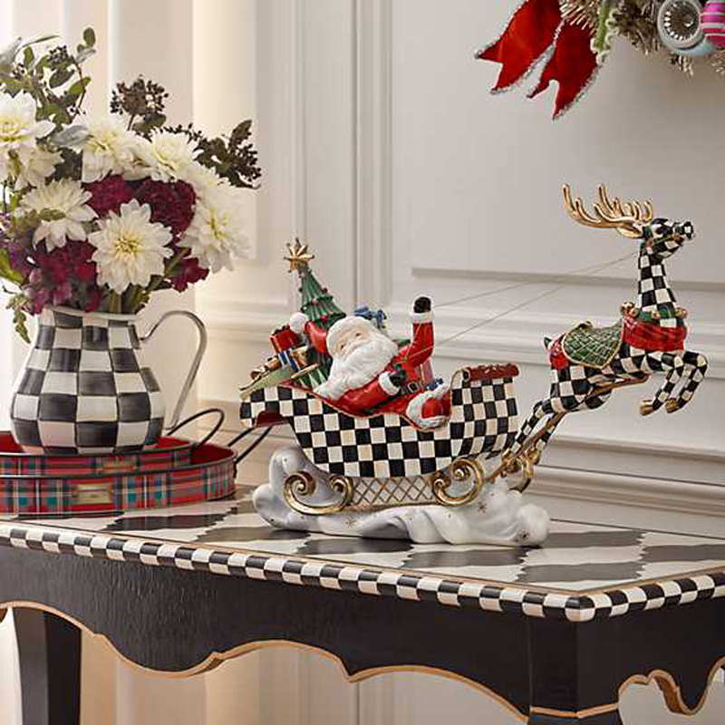 MacKenzie-Childs Granny Kitsch Illuminated Sleigh Ride Santa