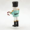 Herend Small Nutcracker With Candy Cane Figurine, Light Green