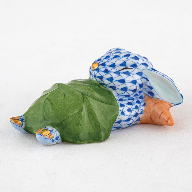 Herend Slumber Bunny Figurine, Sapphire