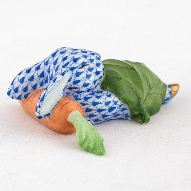 Herend Slumber Bunny Figurine, Sapphire