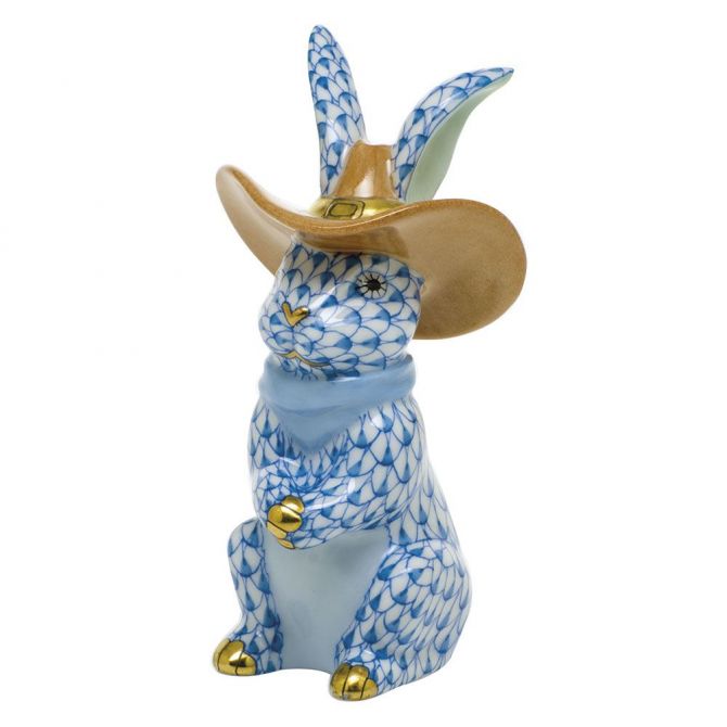 Herend Cowboy Bunny, Blue