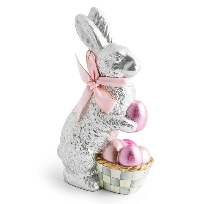 MacKenzie-Childs Touch of Pink Foil Bunny, Silver | 35514