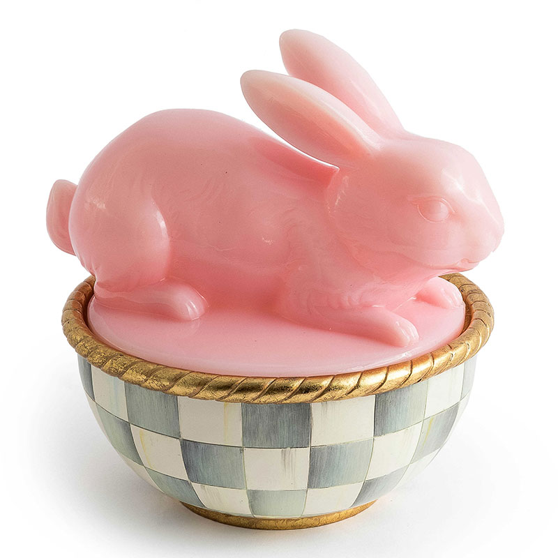 MacKenzie-Childs Milk Pink Bunny Lidded Container