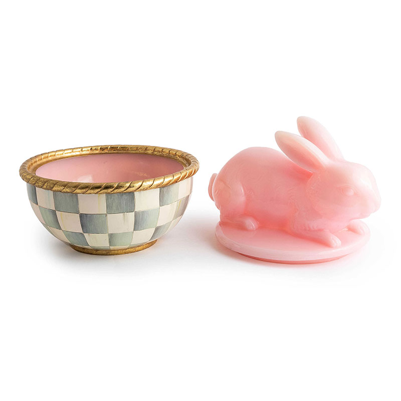 MacKenzie-Childs Milk Pink Bunny Lidded Container