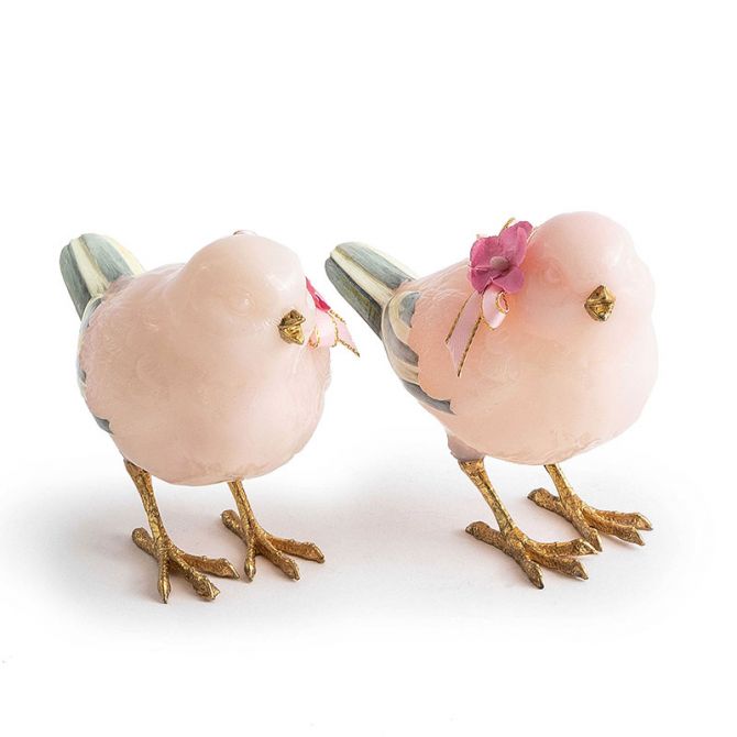 MacKenzie-Childs Milk Pink Birds, Set of 2