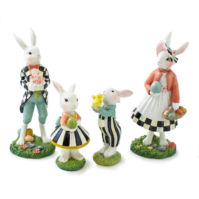 MacKenzie-Childs Spring Fling Mini Rabbit Family, Set of 4