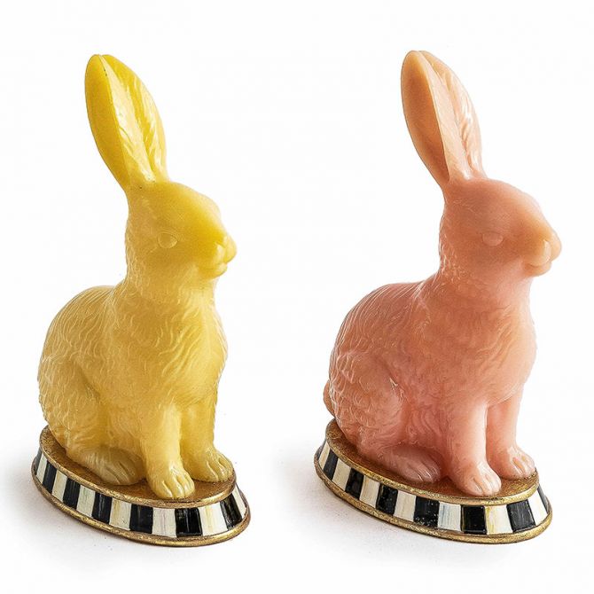 MacKenzie-Childs Milk Orange and Yellow Rabbits, Set of 2
