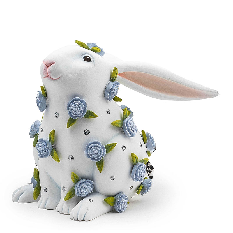 MacKenzie-Childs Patience Brewster Periwinkle Peony Sitting Rabbit