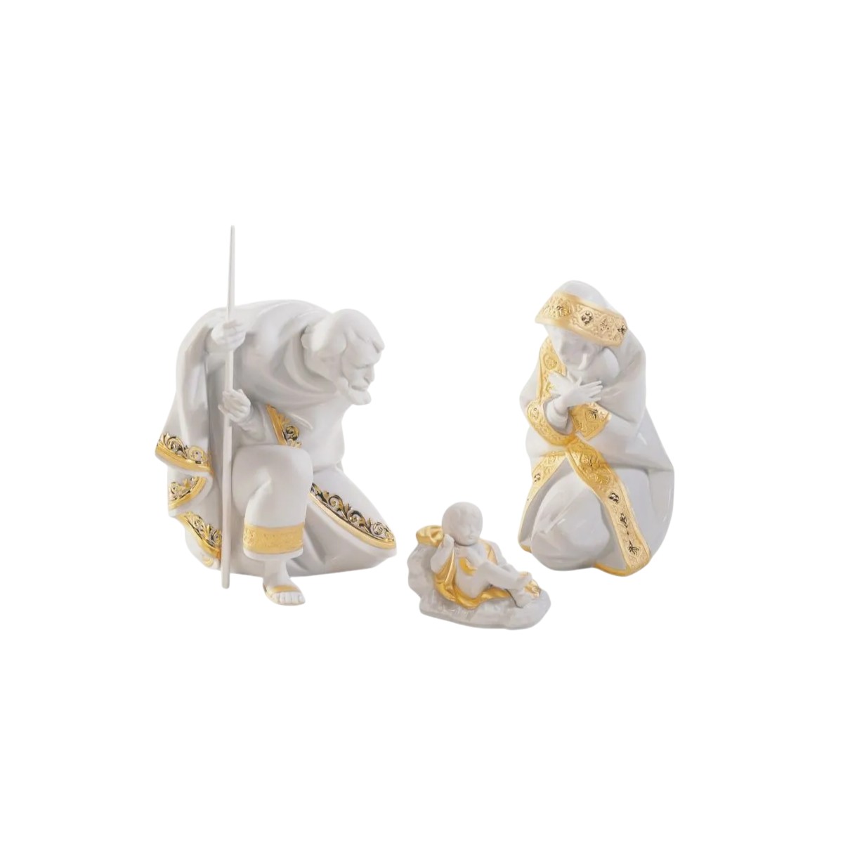 Lladro Set Silent Night Nativity Figurine in Golden Lustre