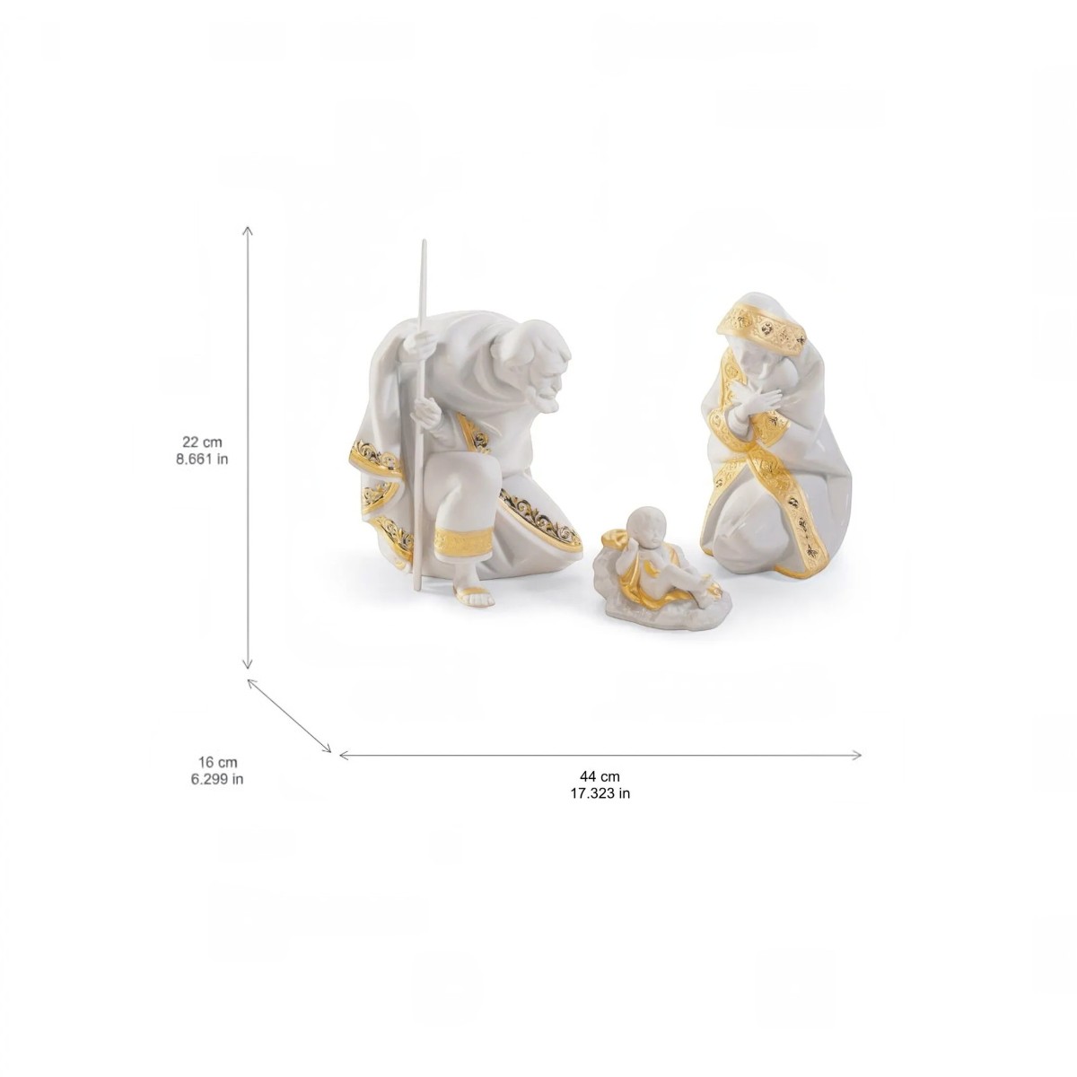 Lladro Set Silent Night Nativity Figurine in Golden Lustre