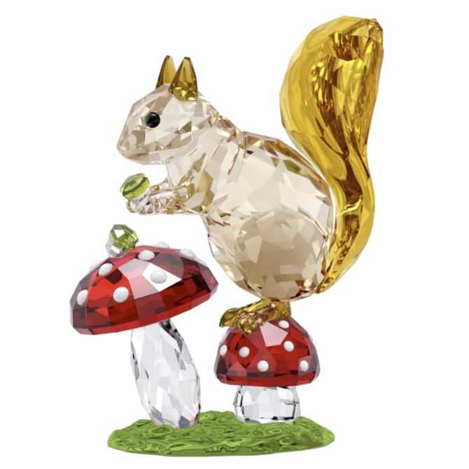 Swarovski Idyllia Squirrel and Mushrooms Figurine