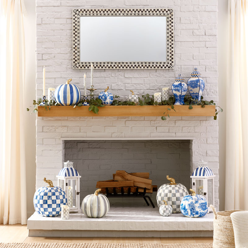 MacKenzie-Childs Sterling Stripe Pumpkin, Medium