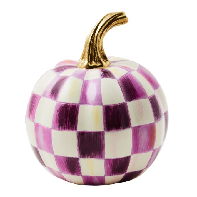 MacKenzie-Childs Plum Check Pumpkin, Mini