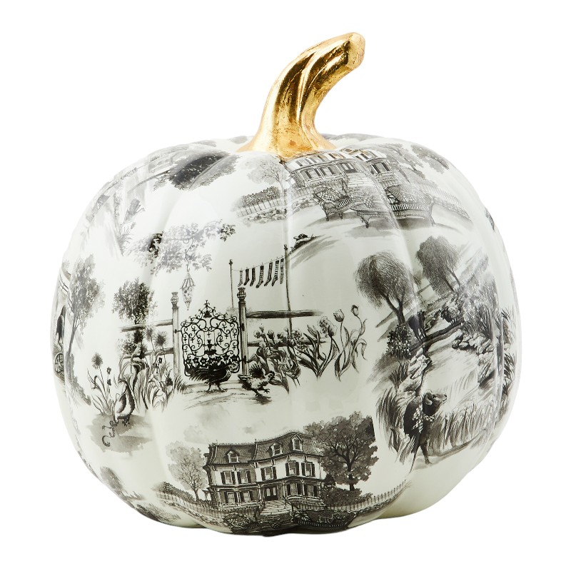 MacKenzie-Childs Black Toile Pumpkin, Large