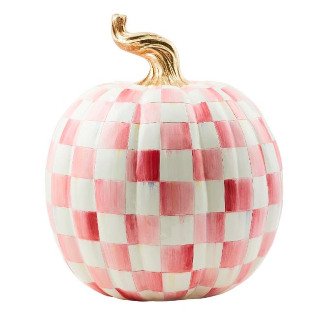 MacKenzie-Childs Bubblegum Pink Check Pumpkin, Large