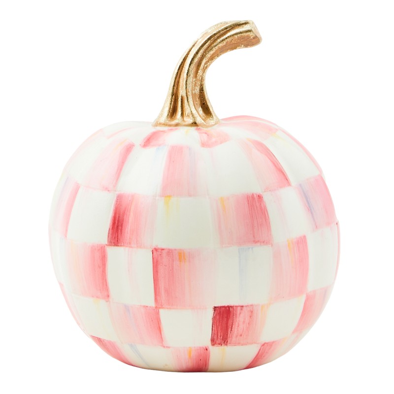 MacKenzie-Childs Bubblegum Pink Check Pumpkin, Mini