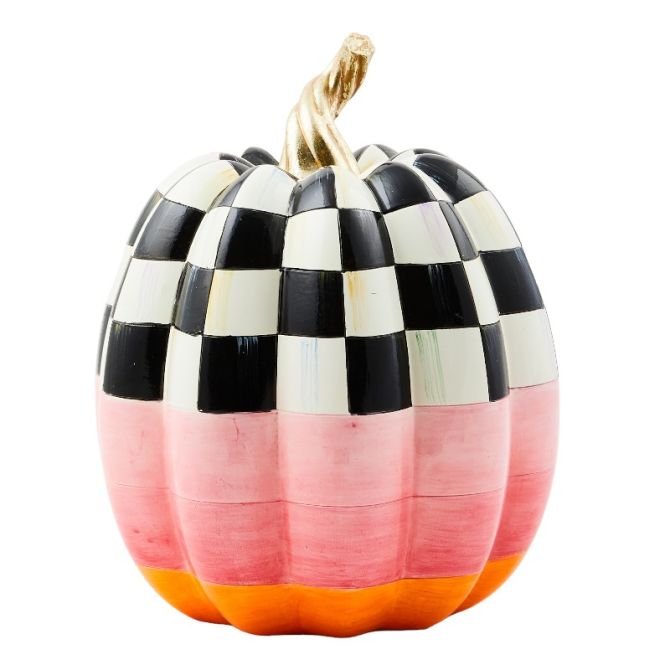 MacKenzie-Childs Cotton Candy Check Pumpkin, Medium