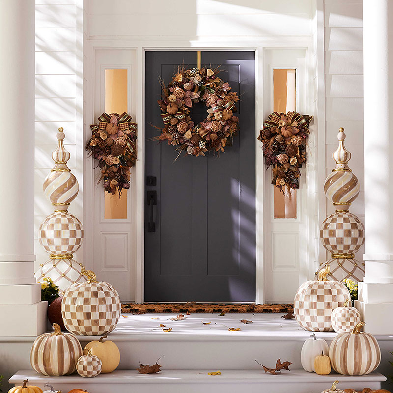 MacKenzie-Childs Mocha Check Outdoor Trophy Topiary