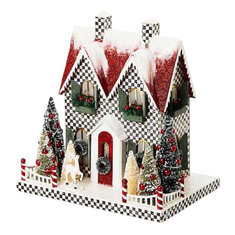 MacKenzie-Childs Cozy Christmas Illuminated Paper Cottage