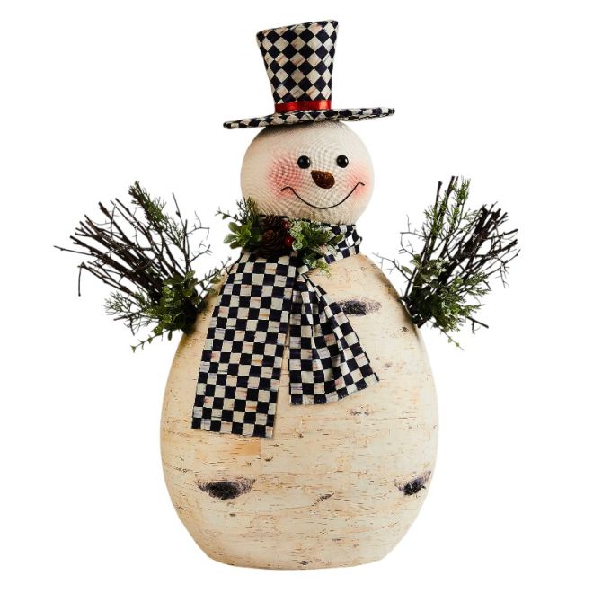 MacKenzie-Childs Farmhouse Holiday Large Birch Snowman Figurine