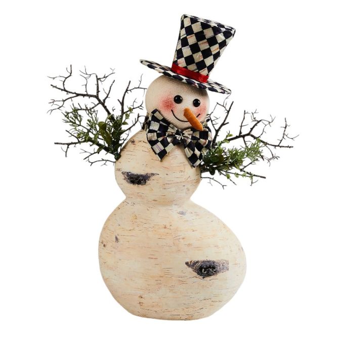MacKenzie-Childs Farmhouse Holiday Birch Snowman Figurine, Small