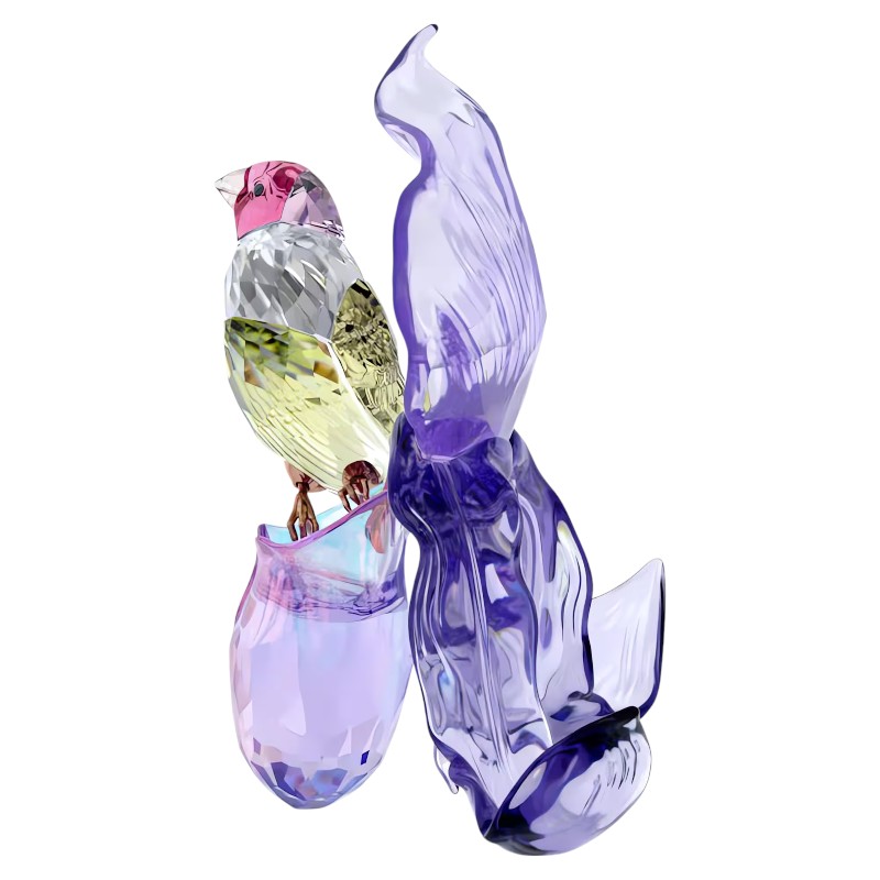 Swarovski Idyllia Gouldian Finch and Orchid Figurine