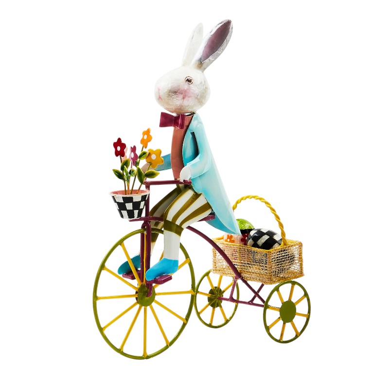 MacKenzie-Childs Calico Rabbit on Bike | 35517-4332 | Borsheims