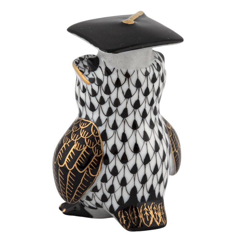 Herend Graduation Owl, Black